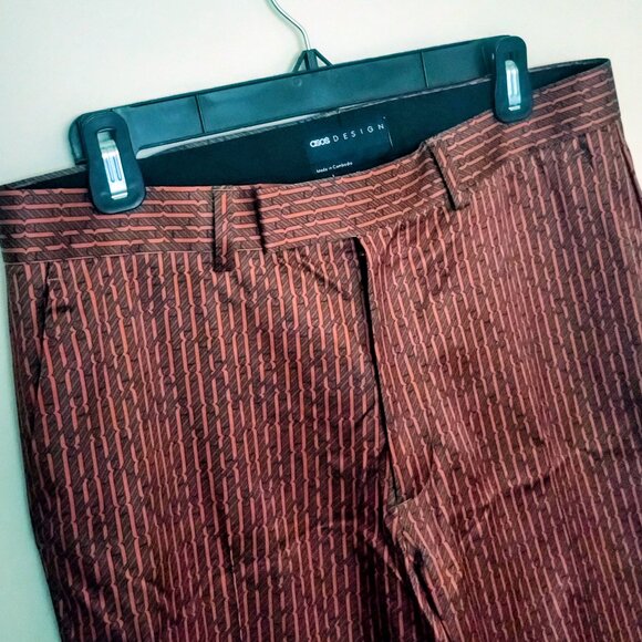 Red and black stripped wedding pants cuffed ankles - Picture 1 of 4